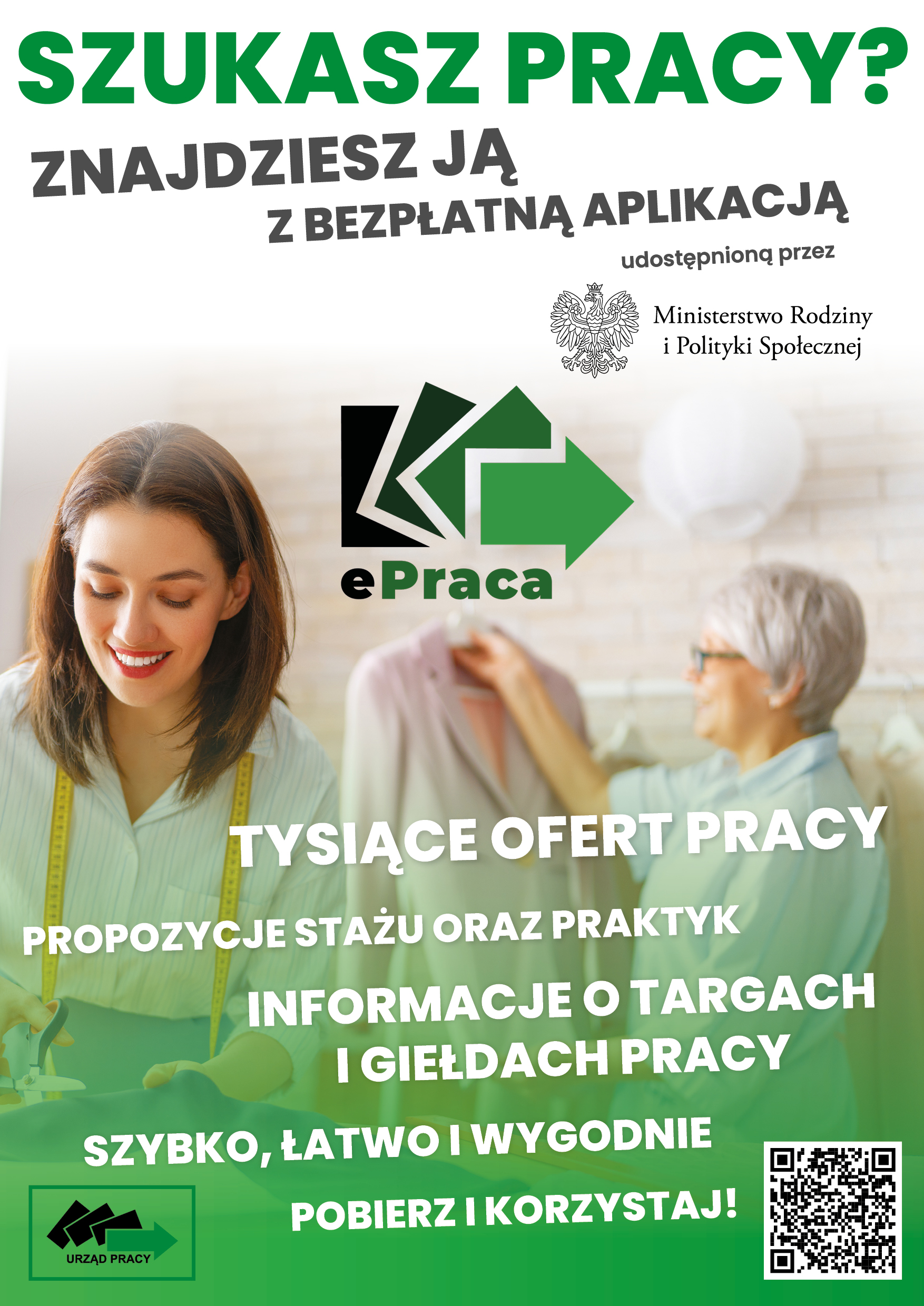 plakat przedstawiający aplikację mobilną e-praca