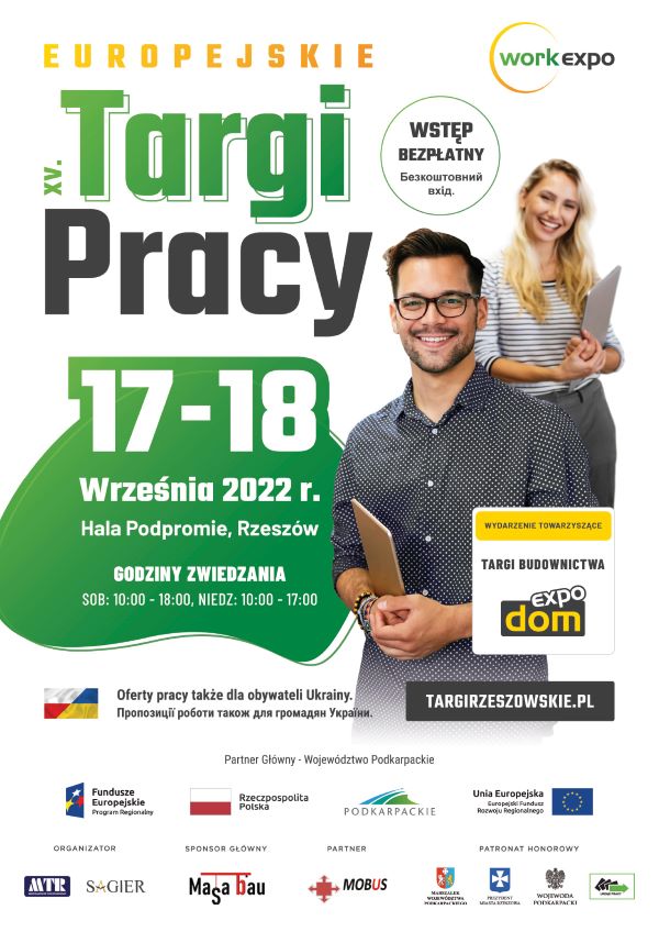 plakat opisujący XV Europejskie Targi Pracy