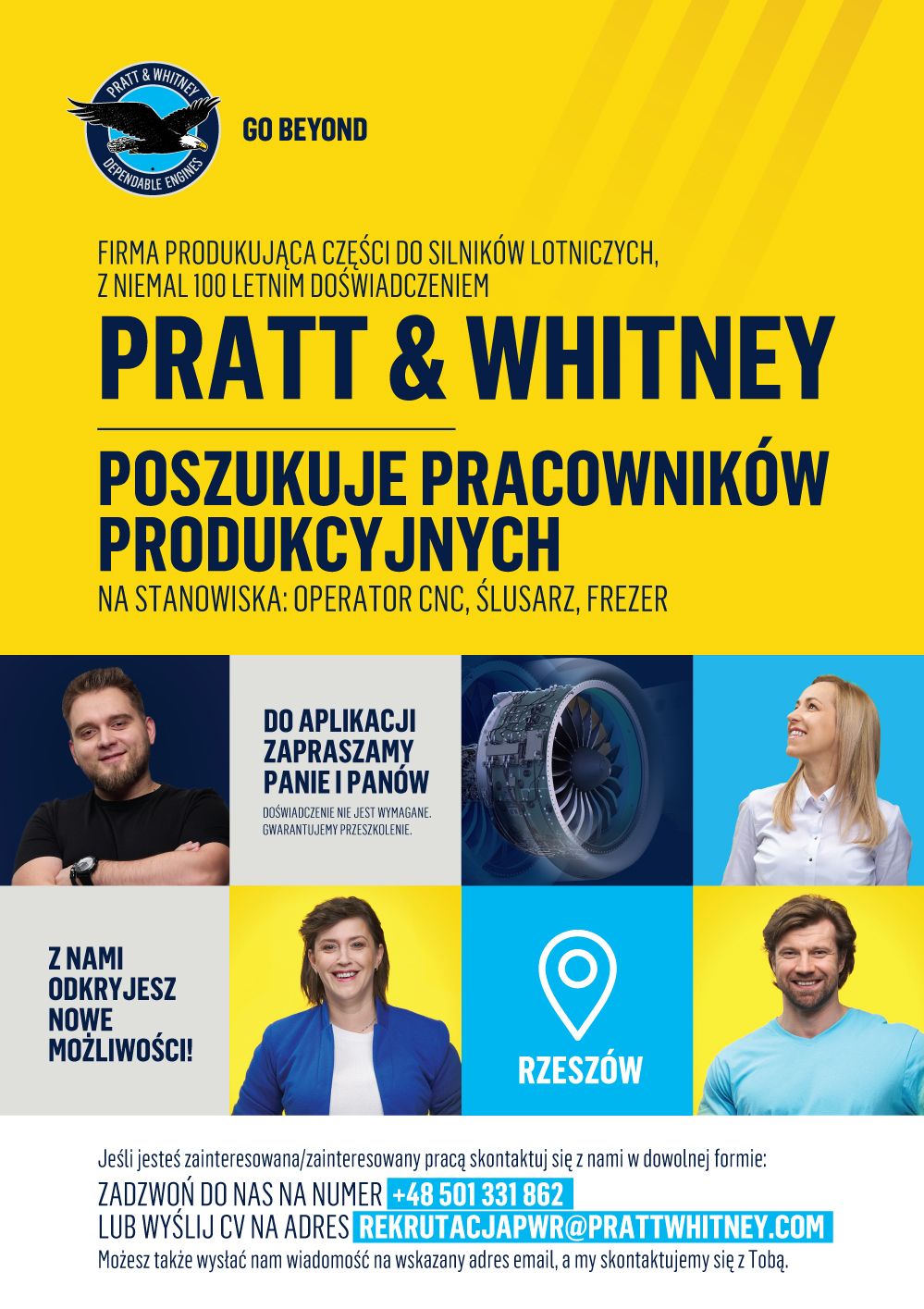 Plakat z informacją o ofertach pracy