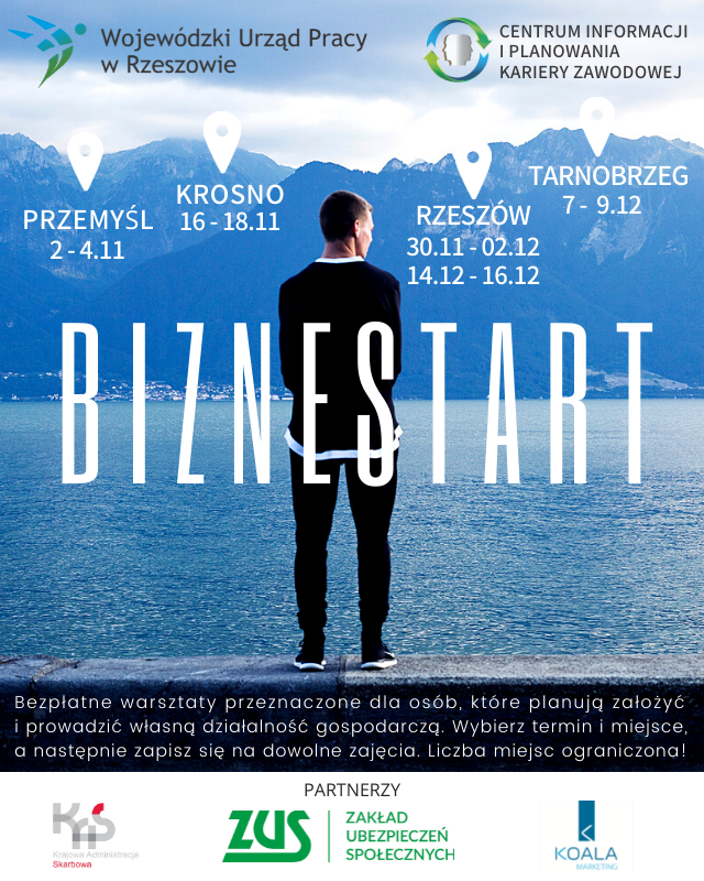 plakat informujący o warsztatach BizneStart