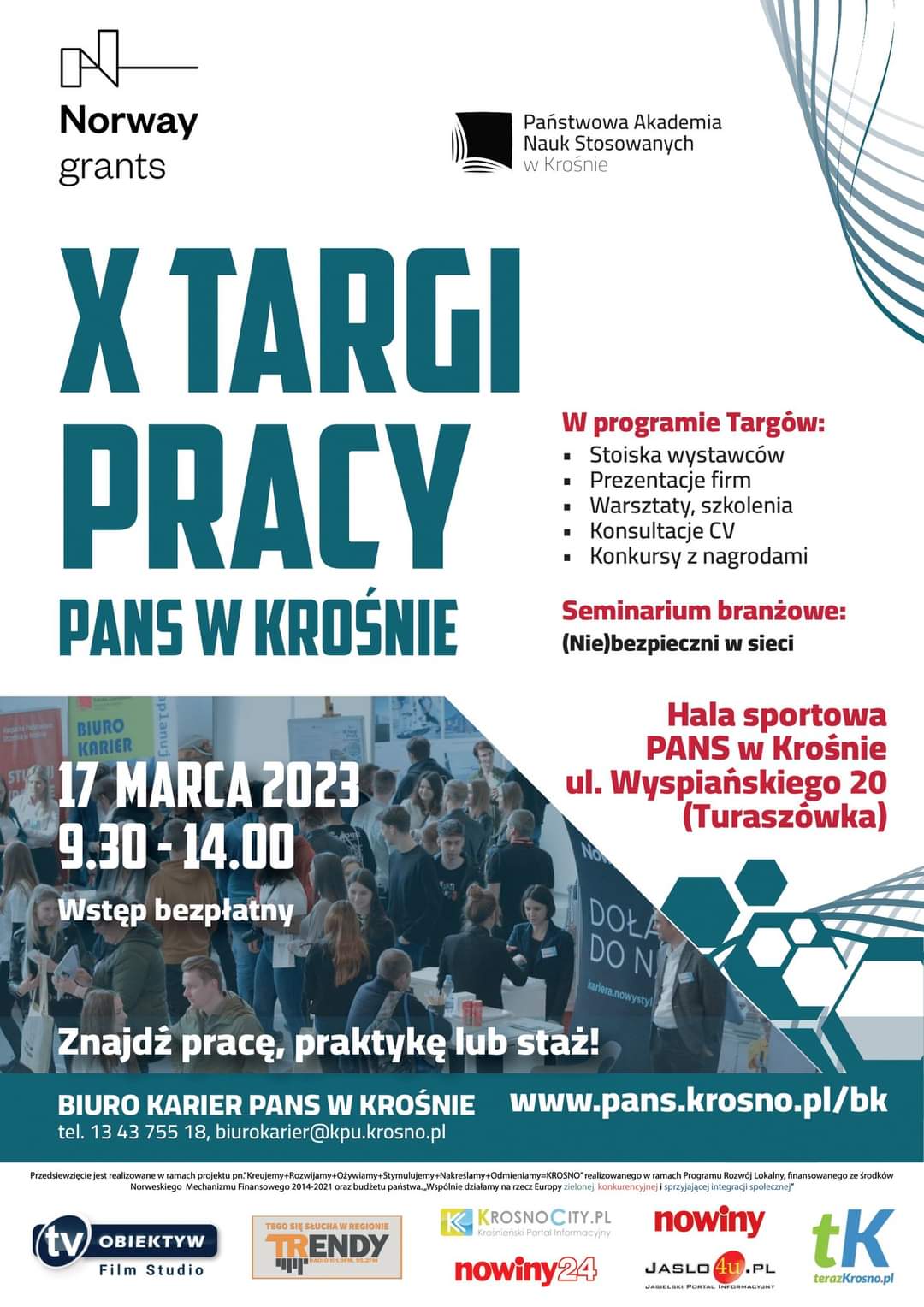 Plakat informujący o X Targach Pracy w Krośnie