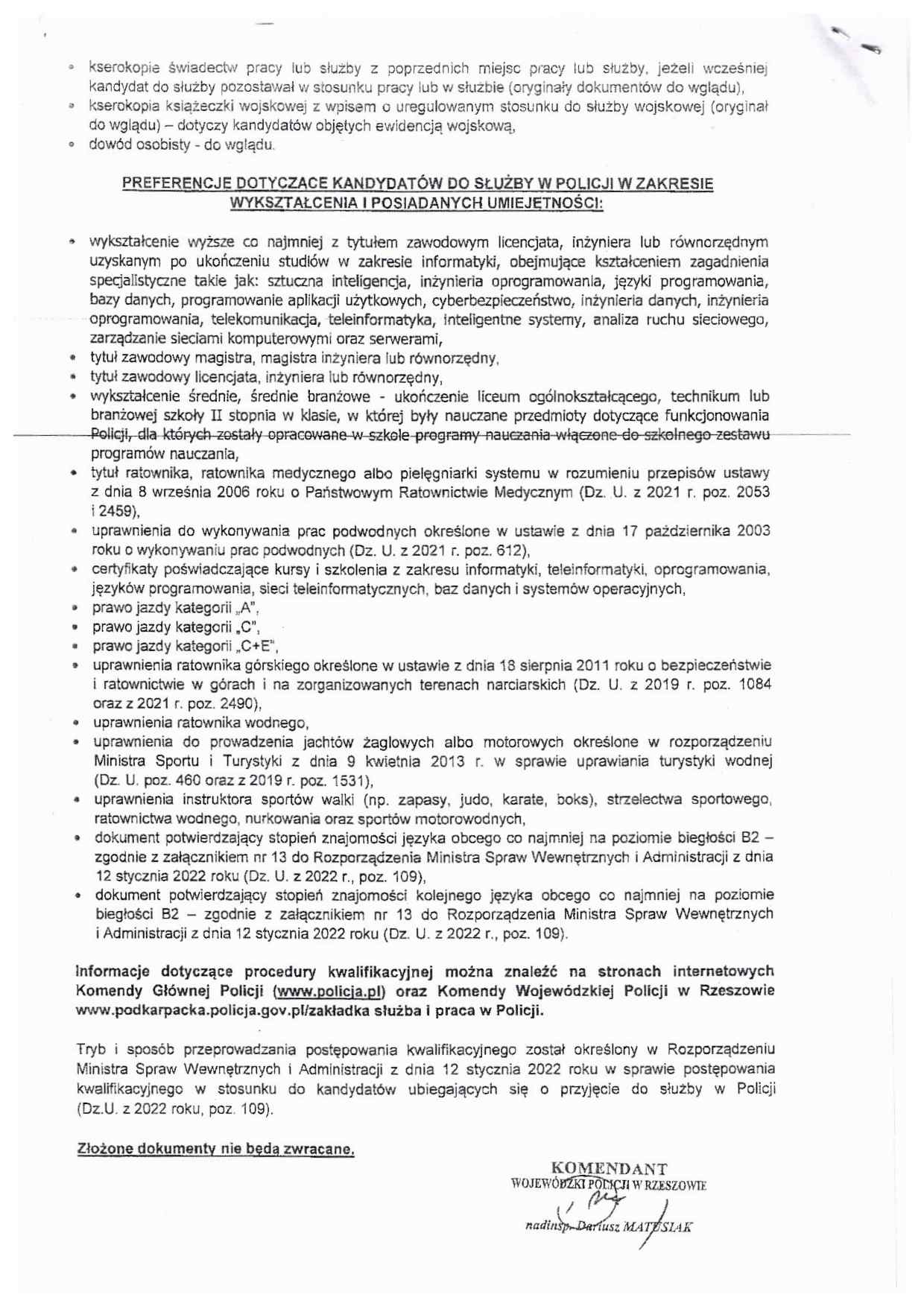 ogłoszenie informujące o naborze do służby w Policji na terenie województwa podkarpackiego, strona 2
